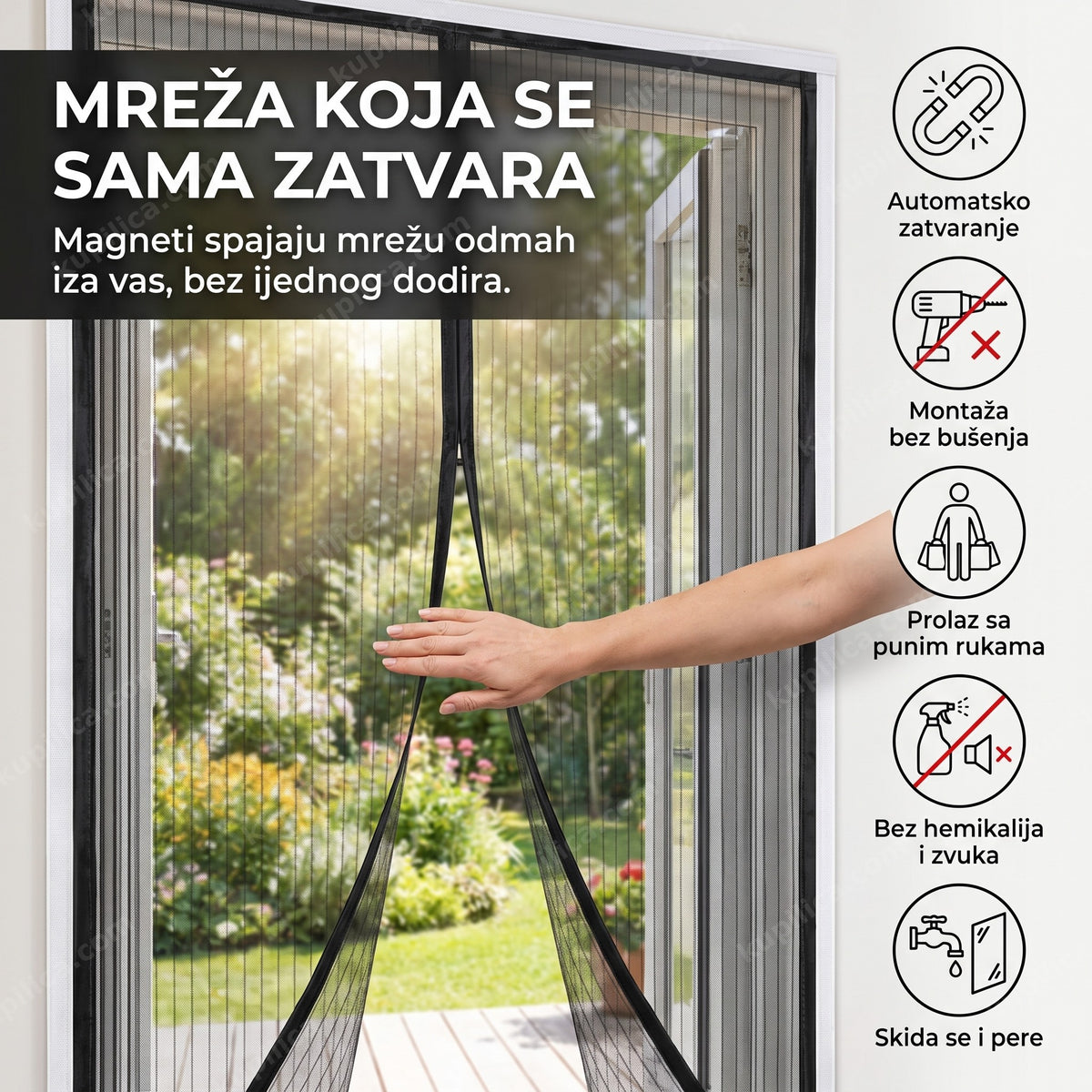 magnetna mreža za vrata protiv komaraca se zatvara sama na terasi, benefiti proizvoda