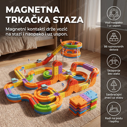 Sastavljena magnetna trkačka staza sa vozićem u dečjoj sobi, benefiti proizvoda