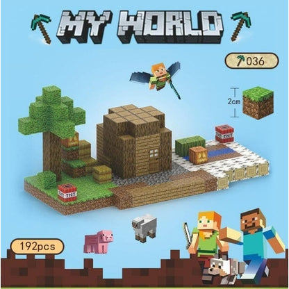 magnetne kocke 192 delova u kutiji My World sa kućicom, drvetom i figuricama