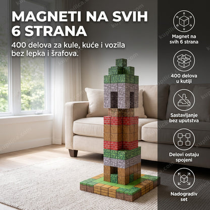 velika šarena kula od magnetnih kocki od 400 delova u dnevnoj sobi, benefiti proizvoda