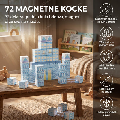 magnetne kocke - ledeni plavo-beli set od 72 dela za gradnju kule, benefiti proizvoda