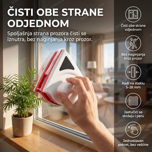 magnetni čistač prozora koji čisti staklo iznutra i spolja istovremeno, benefiti proizvoda