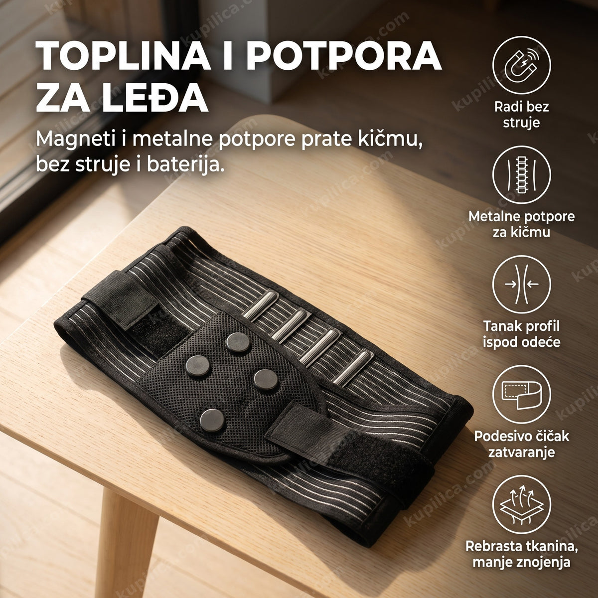 Magnetni pojas za lumbalni deo leđa na stolu, benefiti proizvoda