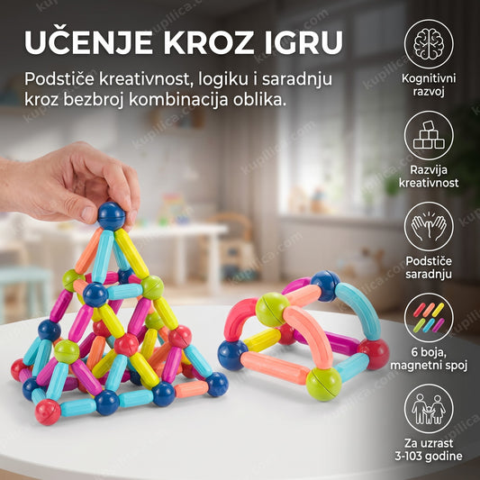 magnetni set štapića i kugli sastavljen u geometrijske oblike, benefiti proizvoda