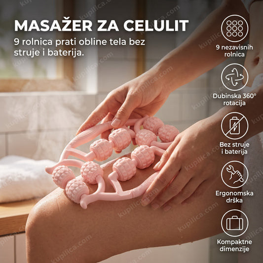 masažer za celulit sa 9 rolnica u ženskim rukama, benefiti proizvoda