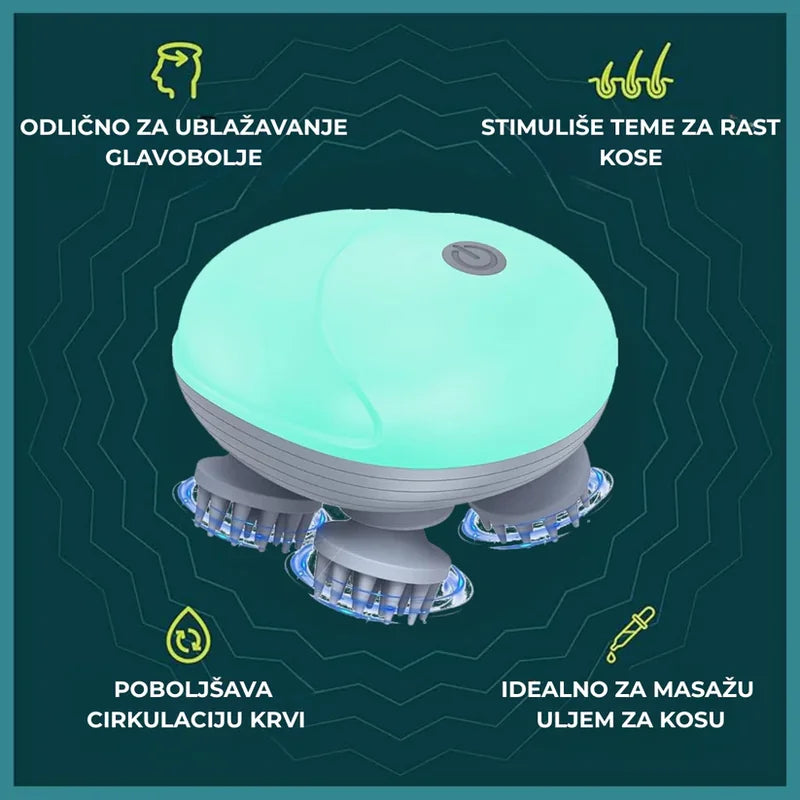 masažer za glavu sa 4 rotirajuće glave — detalj 1