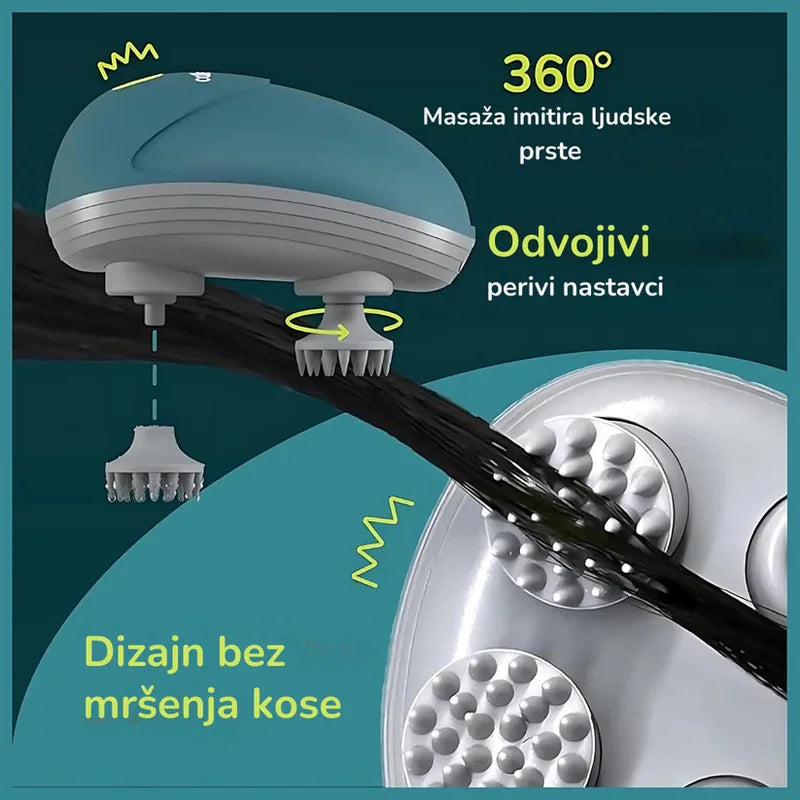 masažer za glavu sa 4 rotirajuće glave — detalj 3