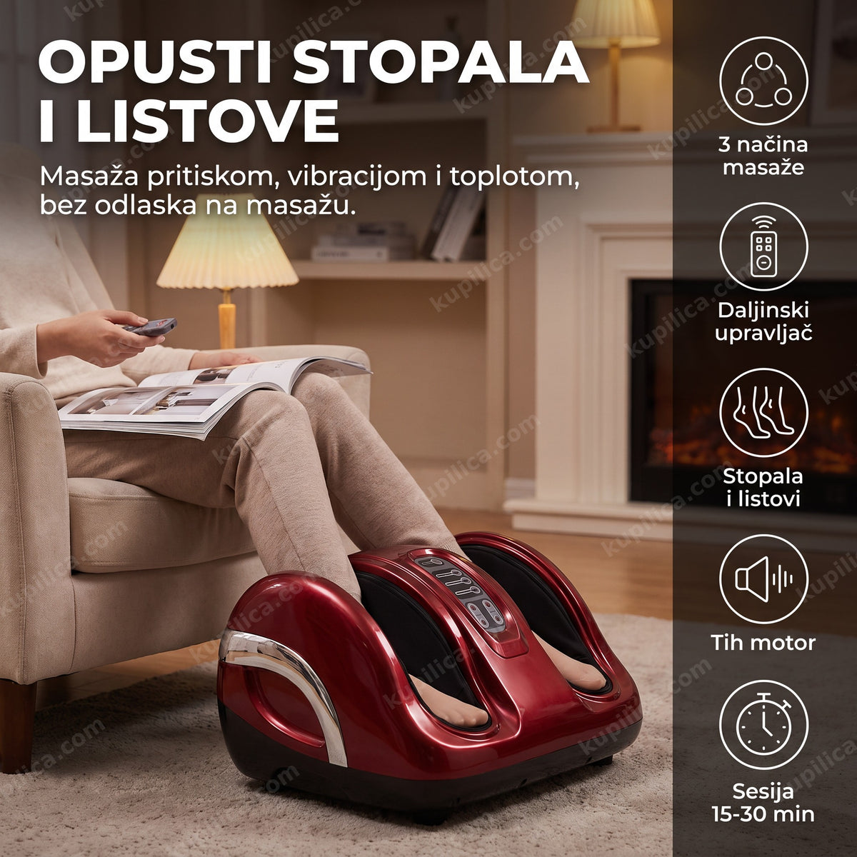električni masažer za stopala i listove sa daljinskim upravljačem, benefiti proizvoda