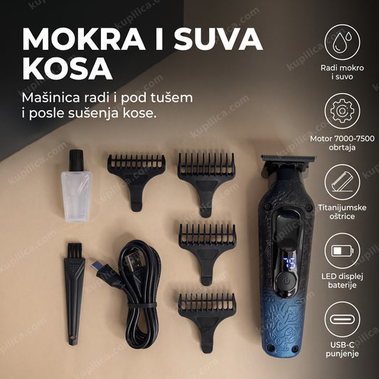 plava mašinica za šišanje mokro i suvo sa led displejom