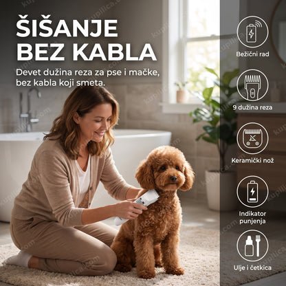 Mašinica za šišanje pasa Geemy GM-634 — bežična, 9 dužina