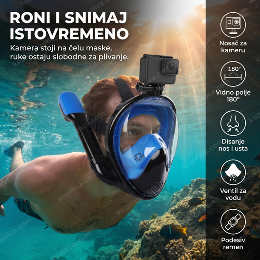 maska za ronjenje sa držačem za gopro kameru u moru, benefiti proizvoda