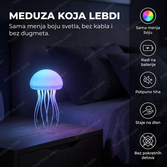 meduza lampa sa led osvetljenjem na noćnom stočiću u mraku, benefiti proizvoda