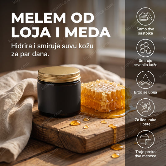 Crna teglica melema od goveđeg loja i meda na drvenoj dasci sa saćem, benefiti proizvoda