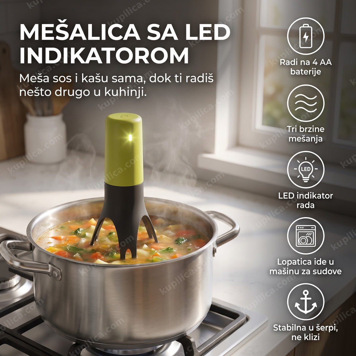 mešalica za kuvanje sa led indikatorom meša supu u loncu, benefiti proizvoda