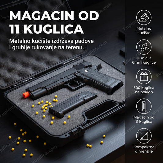 metalni airsoft pištolj sa kuglicama u koferu sa penom, benefiti proizvoda