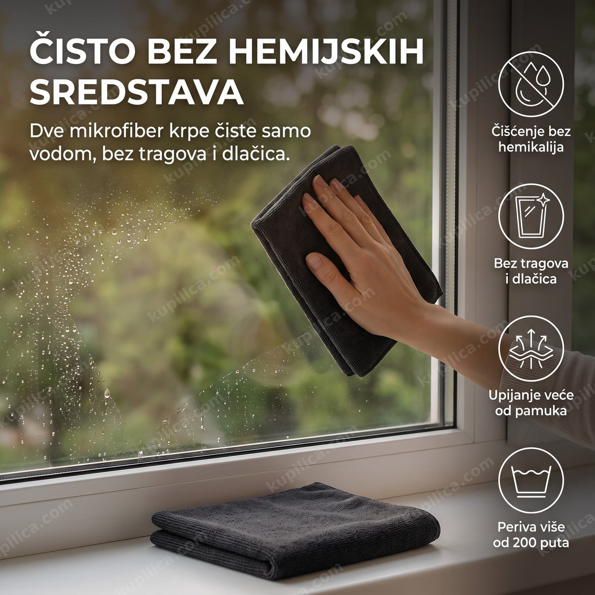 mikrofiber krpe za čišćenje seta od dva, čišćenje prozora, benefiti proizvoda