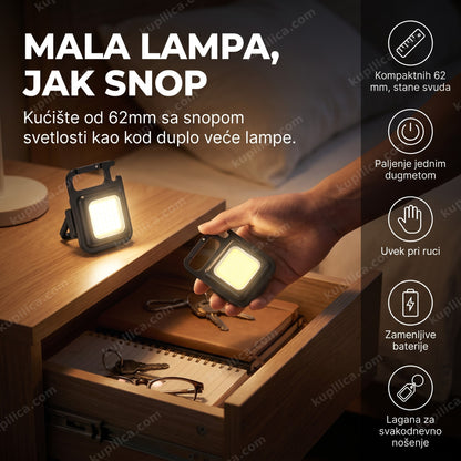 mini baterijska lampa u ruci osvetljava fioku noću, benefiti proizvoda