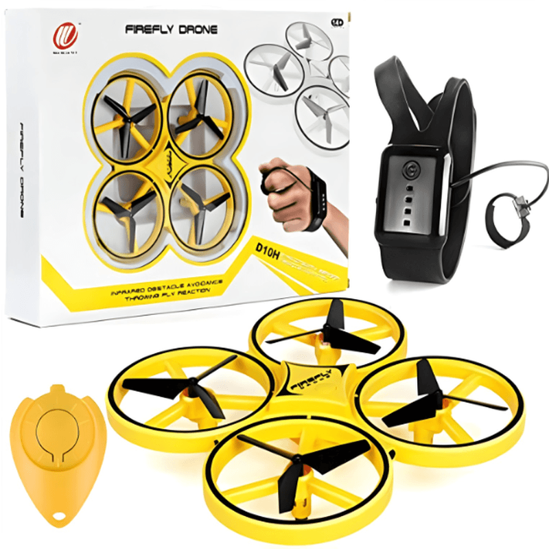 mini dron sa led svetlima za decu firefly u kutiji sa narukvicom za upravljanje