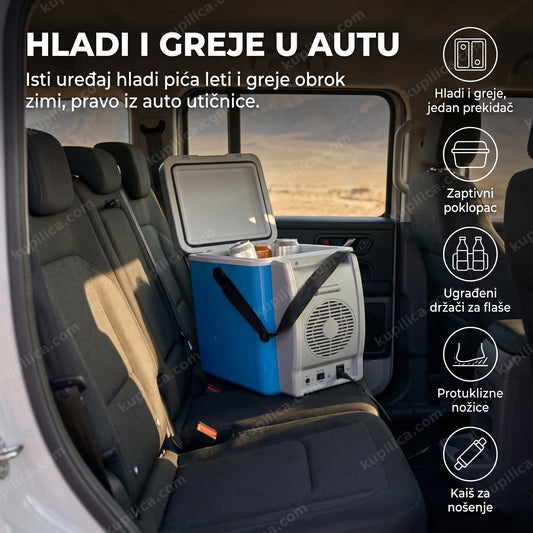 frostbox mini frižider za auto na zadnjem sedištu sa otvorenim poklopcem, benefiti proizvoda
