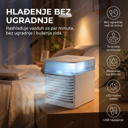 mini klima 3u1 ultra air cooler na radnom stolu sa led osvetljenjem, benefiti proizvoda