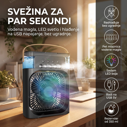 mini klima 5u1 sa vodenom maglom i LED svetlom na radnom stolu, benefiti proizvoda