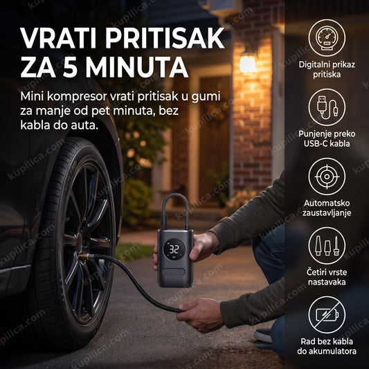 mini kompresor za gume sa usb-c punjenjem i digitalnim displejem, benefiti proizvoda