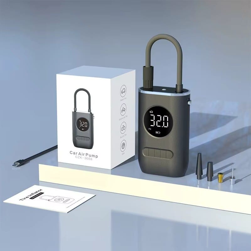 mini kompresor za gume sa USB-C punjenjem — set nastavaka