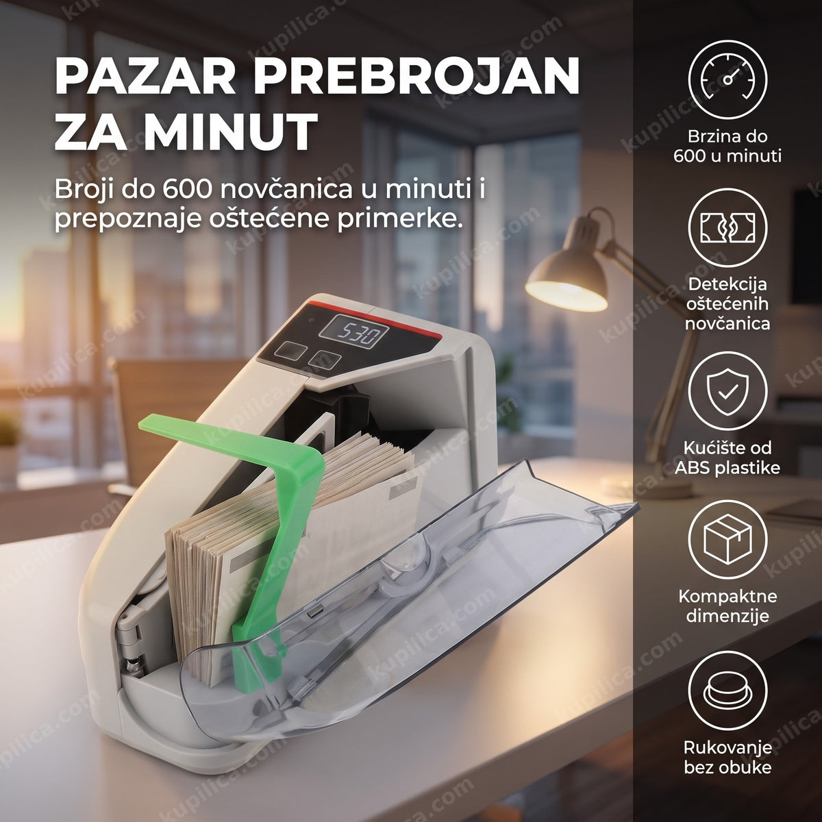 mini mašina za brojanje novčanica broji pazar u kancelariji, benefiti proizvoda