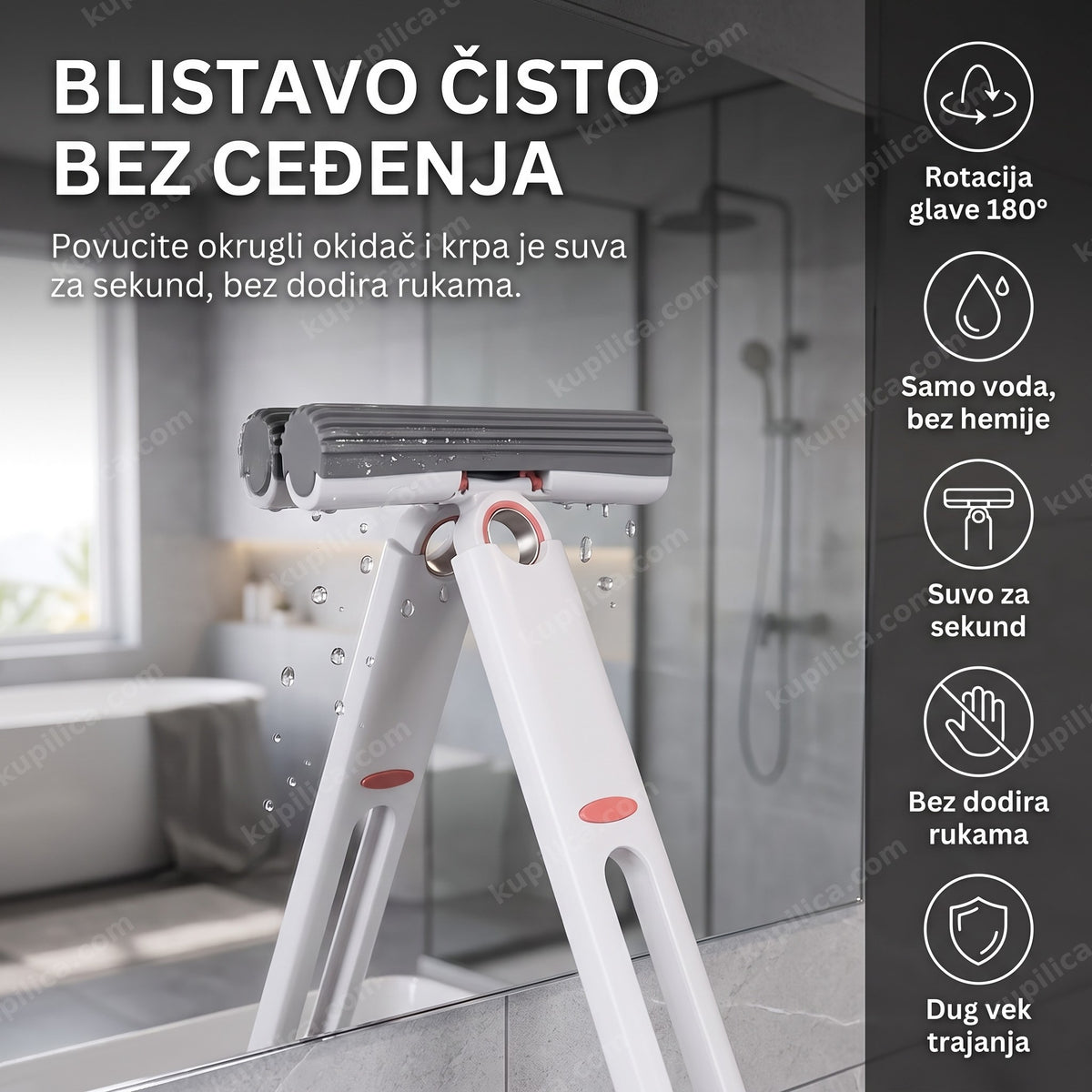 mini mop za čišćenje svih površina — glava koja se okreće 180 stepeni