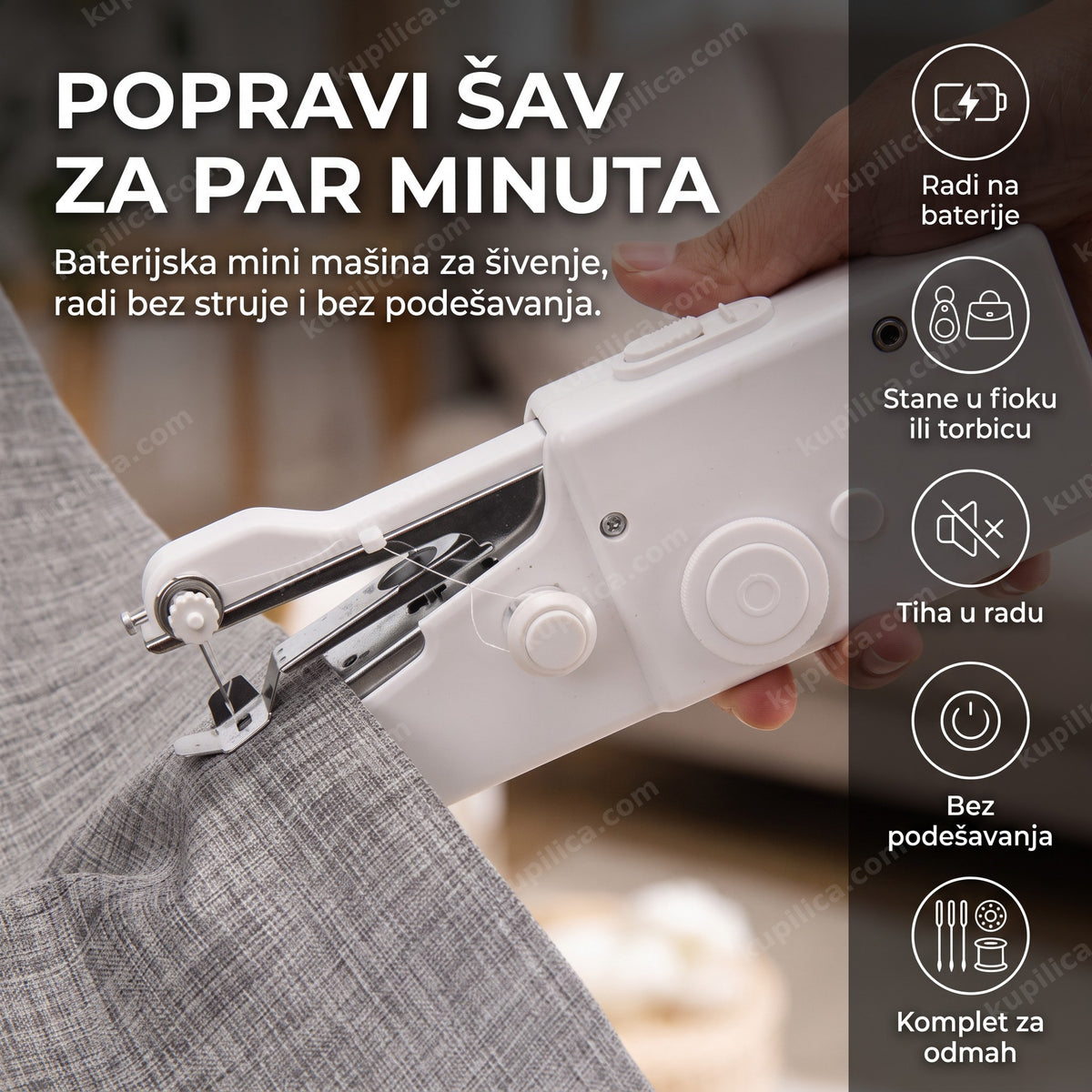 mini ručna mašina za šivenje popravlja šav na tkanini, benefiti proizvoda