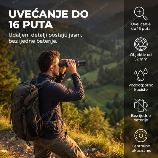 monokularni teleskop 16x52 za posmatranje prirode na planinarenju, benefiti proizvoda