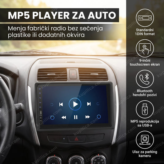 MP5 player za auto sa 9-inčnim touch ekranom u tabli vozila, prikaz benefita proizvoda