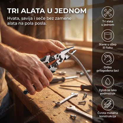 multifunkcionalna klešta u ruci majstora u radionici, benefiti proizvoda