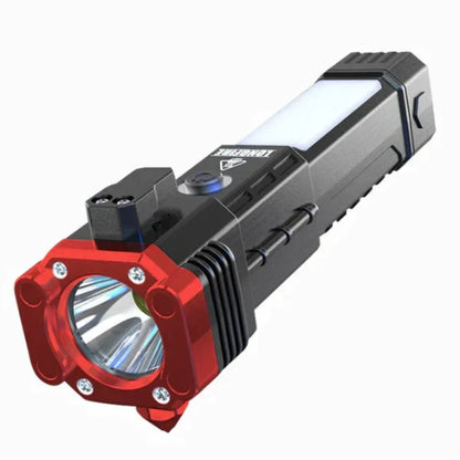 multifunkcionalna LED lampa sa powerbankom i čekićem, crveno-crna glava sa reflektorom