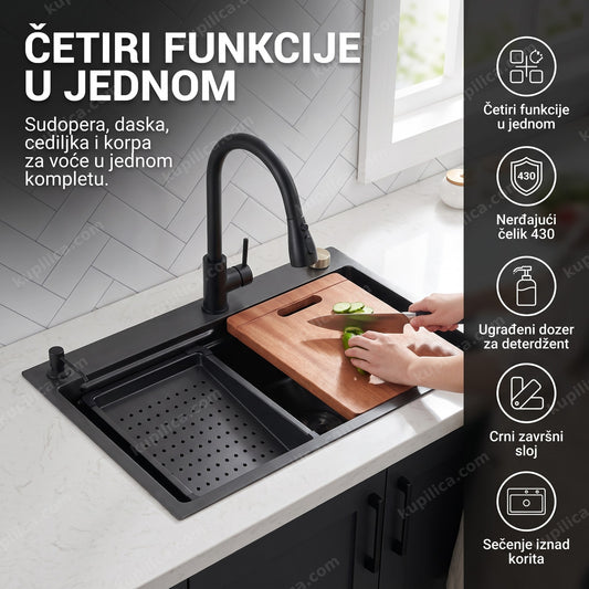 multifunkcionalna sudopera sa daskom u modernoj kuhinji, benefiti proizvoda