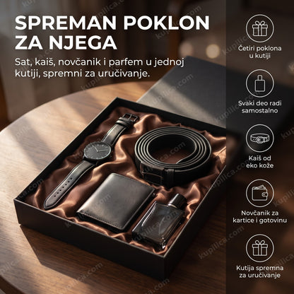 muški poklon set sa satom, kaišem, novčanikom i parfemom u kutiji, benefiti proizvoda