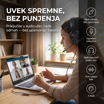 slušalice MDR-362 sa mikrofonom — video poziv sa laptopa, žičane slušalice bez punjenja i uparivanja