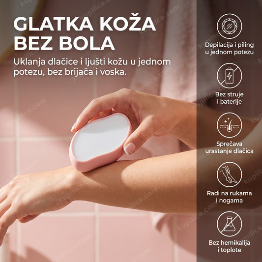 nano epilator sa kristalima u upotrebi na ruci, prikazani benefiti proizvoda