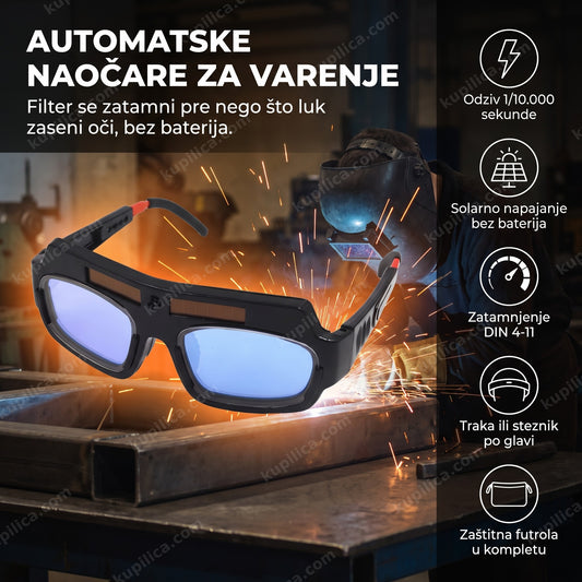 varilac nosi automatske naočare za varenje sa iskrama u pozadini, benefiti proizvoda