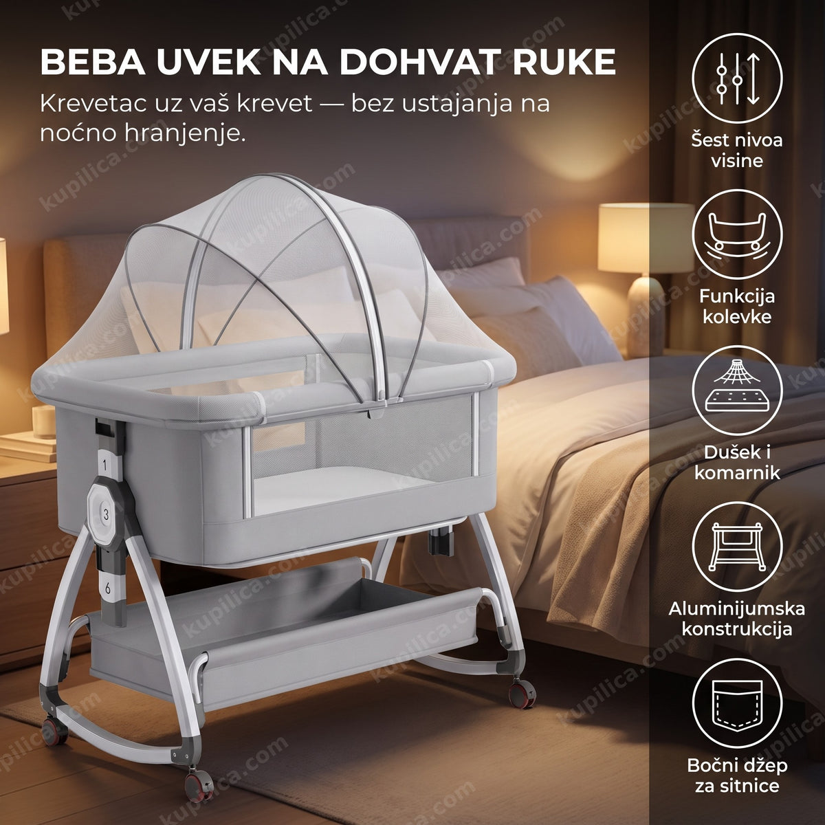next to me krevetac uz roditeljski krevet u spavaćoj sobi, benefiti proizvoda