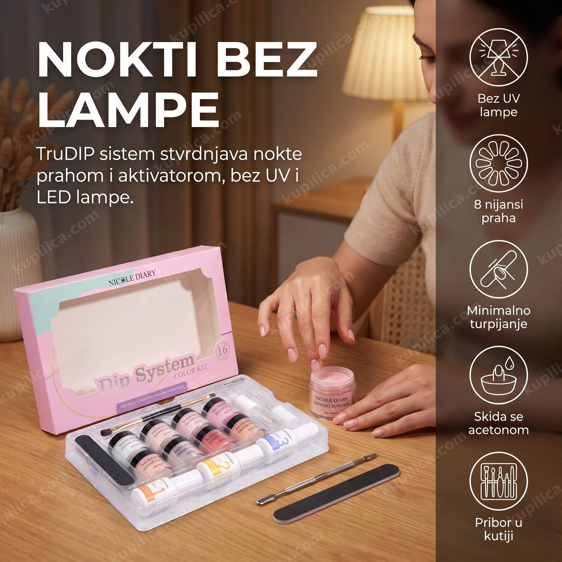 nokti bez lampe — dipovanje nokta u prah iz Nicole Diary TruDIP seta kod kuće, benefiti proizvoda