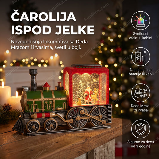 novogodišnja lokomotiva sa deda mrazom i irvasima ispod jelke, benefiti proizvoda