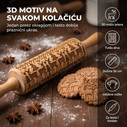 novogodišnja oklagija sa 3d motivima utisnuta u medenjake