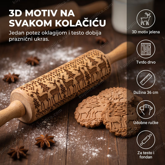 novogodišnja oklagija sa 3d motivima utisnuta u medenjake
