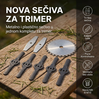 noževi za aku trimer — zamena sečiva na glavi baštenskog trimera, benefiti proizvoda