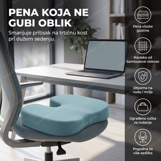 Ortopedski jastuk za sedenje od bambusa na kancelarijskoj stolici, benefiti proizvoda