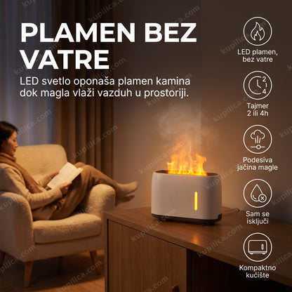 Ovlaživač vazduha sa efektom plamena, ultrazvučni uređaj od 240 ml sa LED svetlom