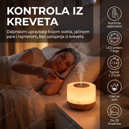 Ovlaživač vazduha sa LED svetlom, rezervoarom od 500 ml, daljinskim i tajmerom