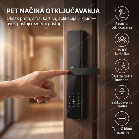 pametna brava sa otiskom prsta na vratima, prst na senzoru, benefiti proizvoda