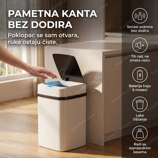 pametna kanta sa senzorom pokreta u modernoj kuhinji, prikaz benefiti proizvoda